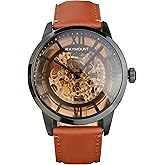 FORSINING Men's Automatic Watch with Mechanical Movement, Skeleton Dial and Leather Band