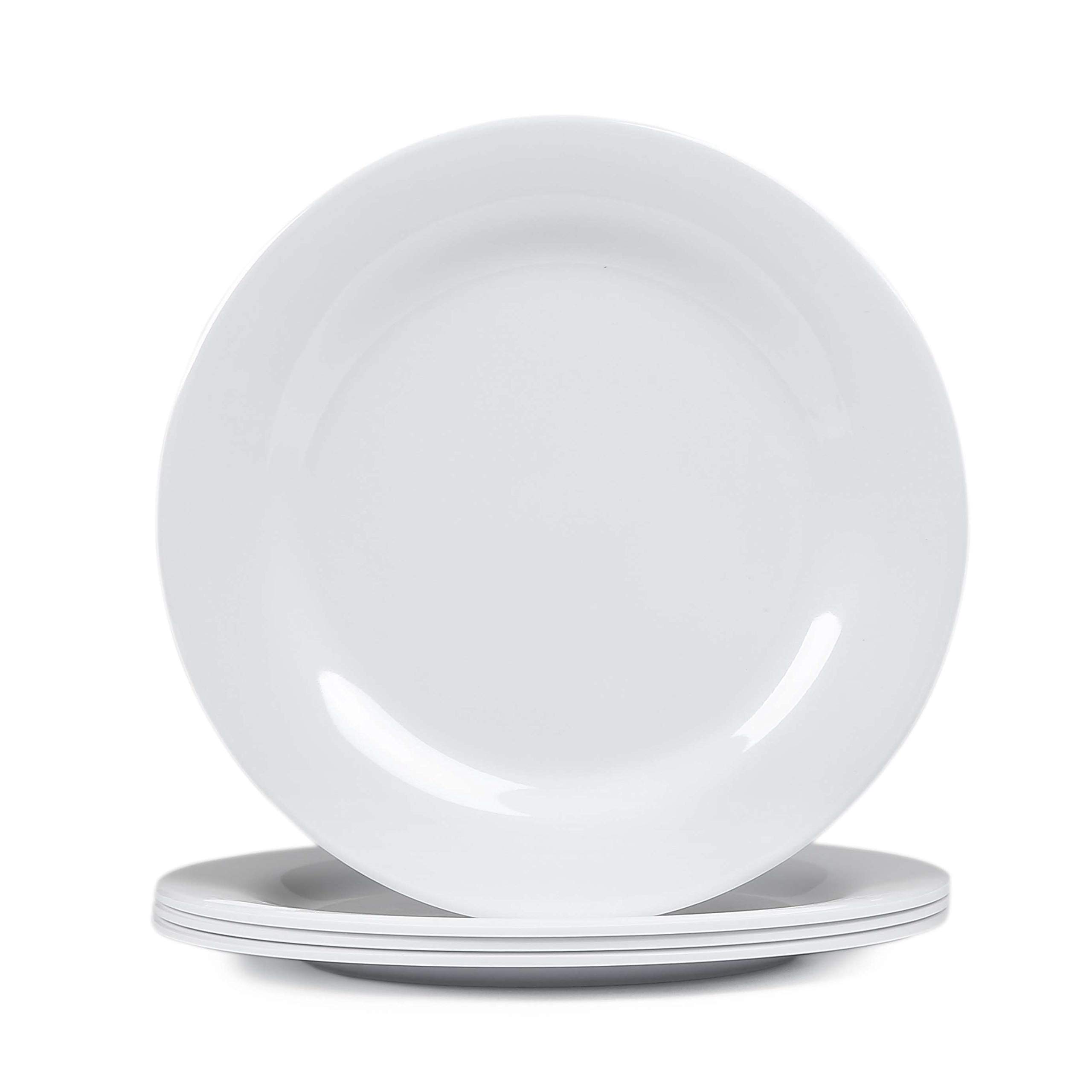 Melamine Dishes set - 9inch 4pcs Dinner and Salad Plates set for Everyday Eating, Break-resistant and Lightweight, White …