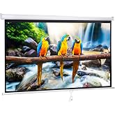 Saicool 120 Inch Projection Screen Outdoor Indoor 1:1 HD Foldable Manual Pull Down Projector Screen for Movie Home Backyard Theater Cinema Office Video Game, White