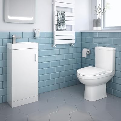 iBathUK Vanity Sink Unit & Close Coupled Toilet Set Soft Close Ceramic