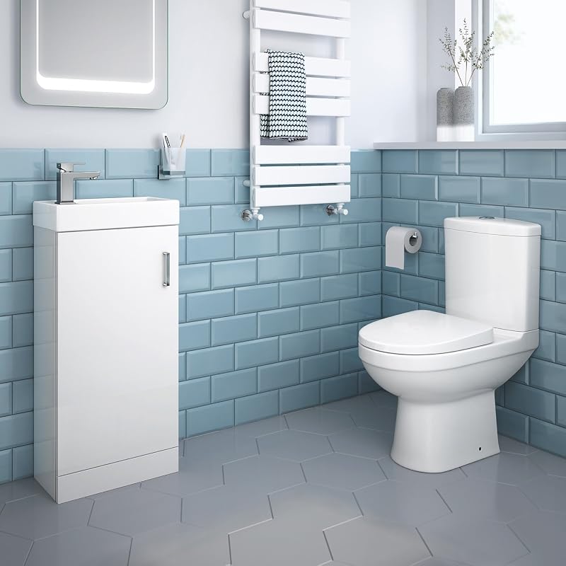 iBathUK Vanity Sink Unit & Close Coupled Toilet Set Soft Close Ceramic