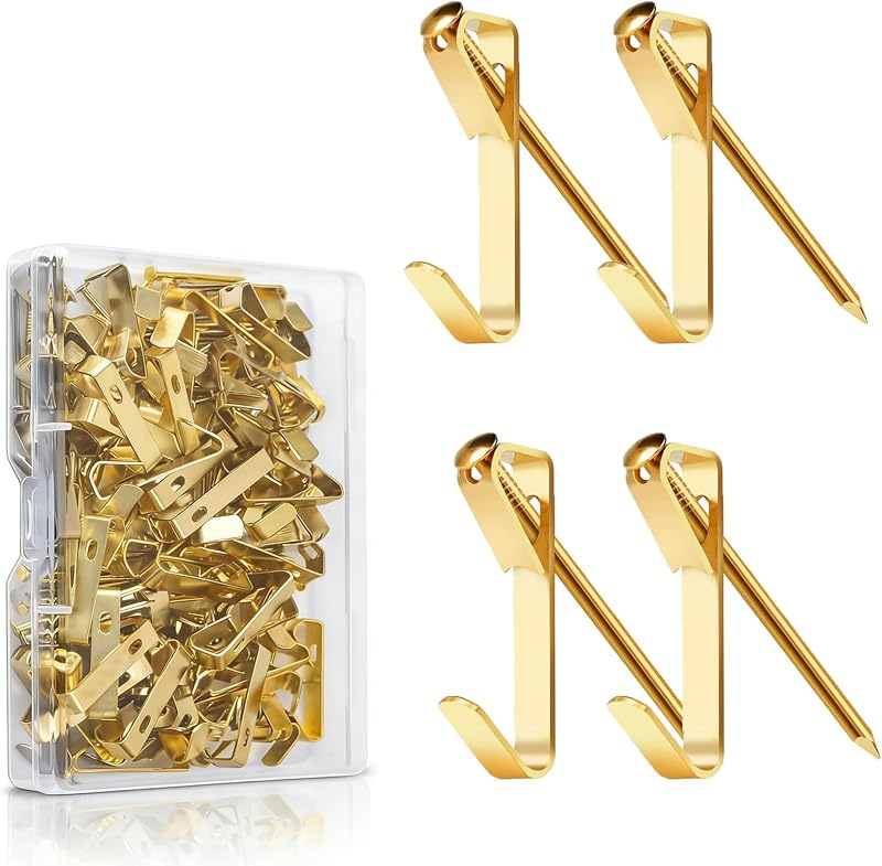 Damogo Heavy Duty Picture Hooks 30LB 100 PCS with Nails Hanging Kit