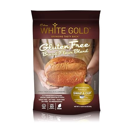 Amazon Com Extra White Gold Gluten Free Bread Flour Blend For Breads Yeasted Pastries Pizza Focaccia Kosher Gluten Free Vegan Soy Free Nut Free Dairy Free 1 1 Pound Grocery Gourmet Food