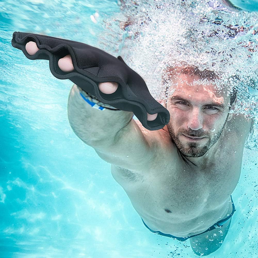 MansWill 1 Pair Aquatic Swimming Gloves, Frog Webbed Fitness Water Resistance Training Gloves/Neoprene Full Finger Gloves for Pool Playing Diving - Free Size : Sports & Outdoors