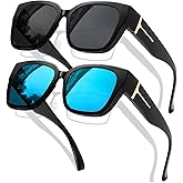 KANASTAL Over Glasses Sunglasses Polarized Fit Over Sun Glasses Oversized Design Fashion Wrap Around Shades 2 Pack