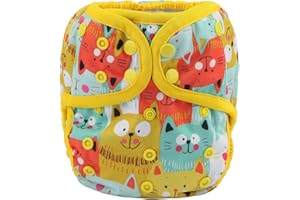 Sigzagor Baby Diaper Cover Nappy One Size 8lbs to 36lbs (Bright Cats)
