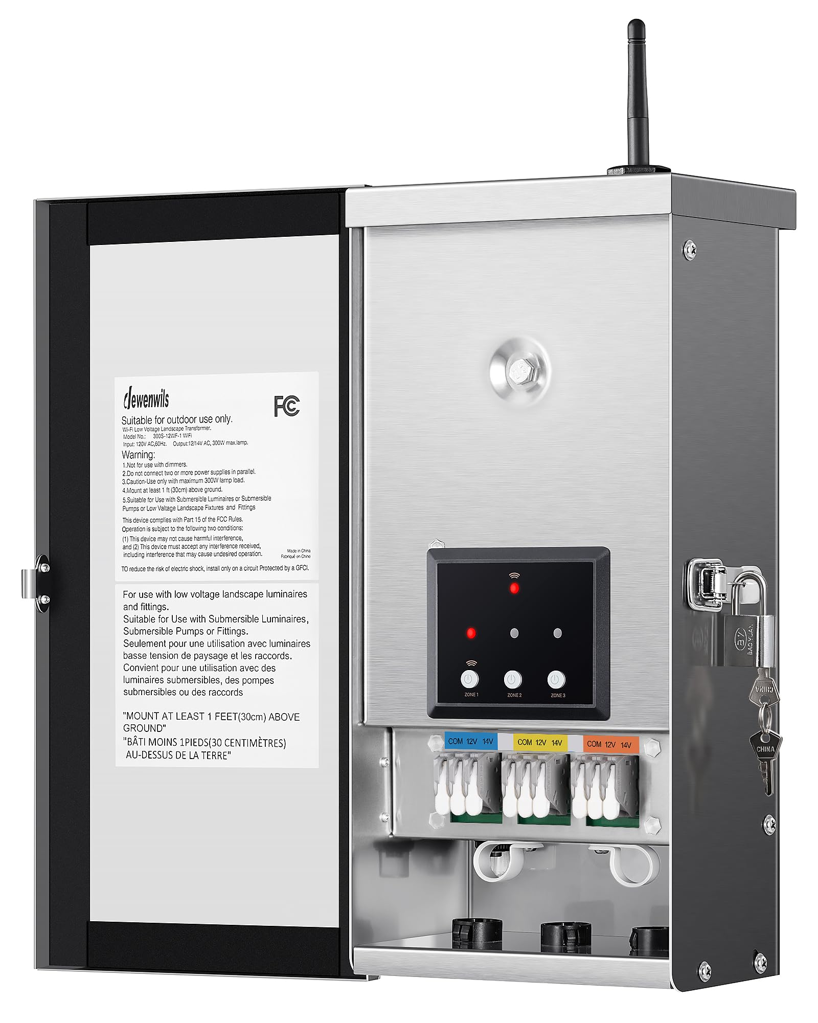 Photo 1 of DEWENWILS 300W Wi-Fi Low Voltage Landscape Transformer with 3 Zones, 2.4GHz Smart Low Voltage Transformer, 120V AC to 12V/14V AC, Landscape Lighting Transformer for Outdoor Lights, LED Lights