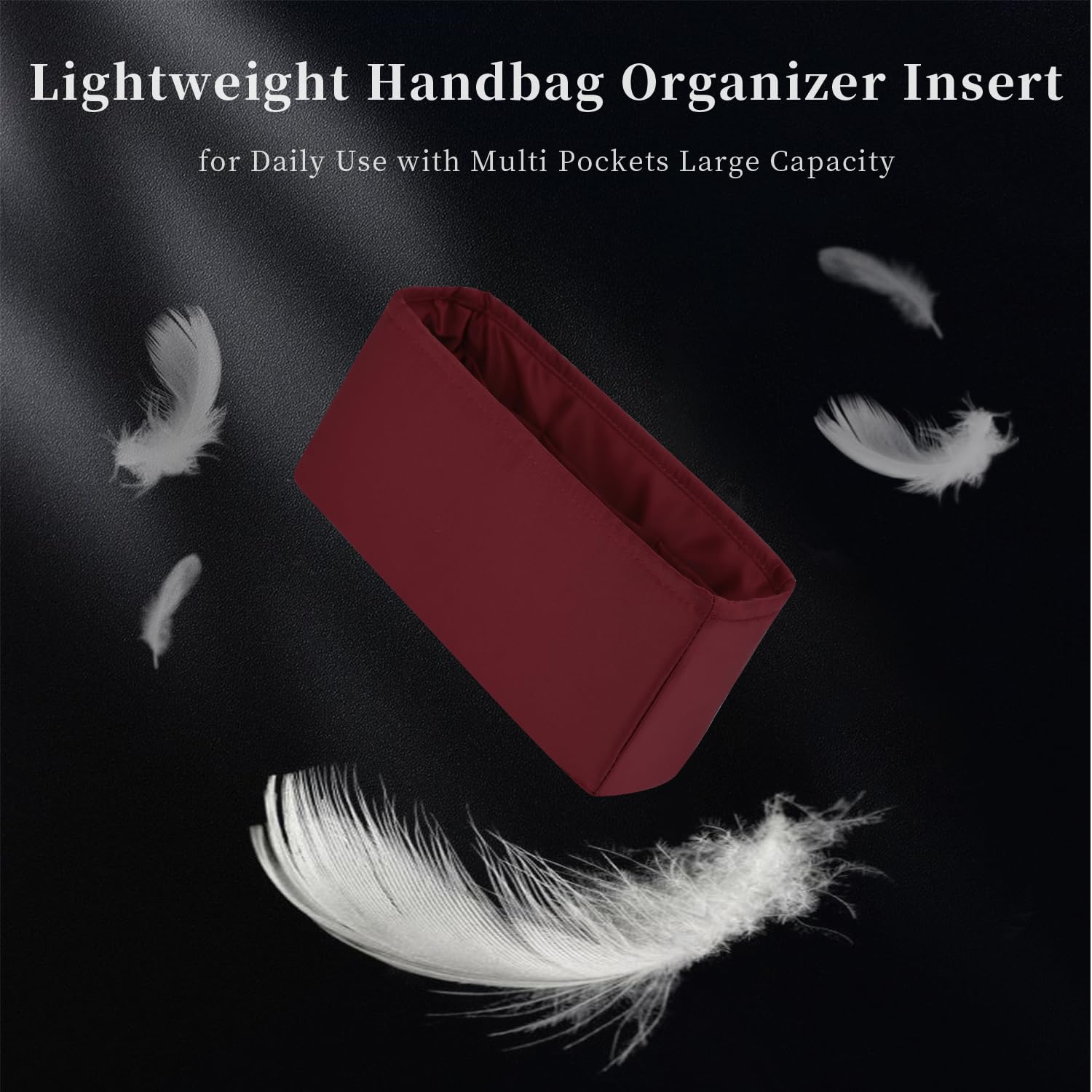 KINGS IN BAG 19 Jumbo Bag Organizer Silky Insert Bag Fits Chanel 19 Bags Lightweight Inner Bag Luxury Bag for Women (Rouge Grena, Jumbo30)