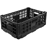 Collapsible Storage Bin Containe，52 Liter Transferheavy duty Black plastic storage box,milk crates heavy duty Transit storage (1)