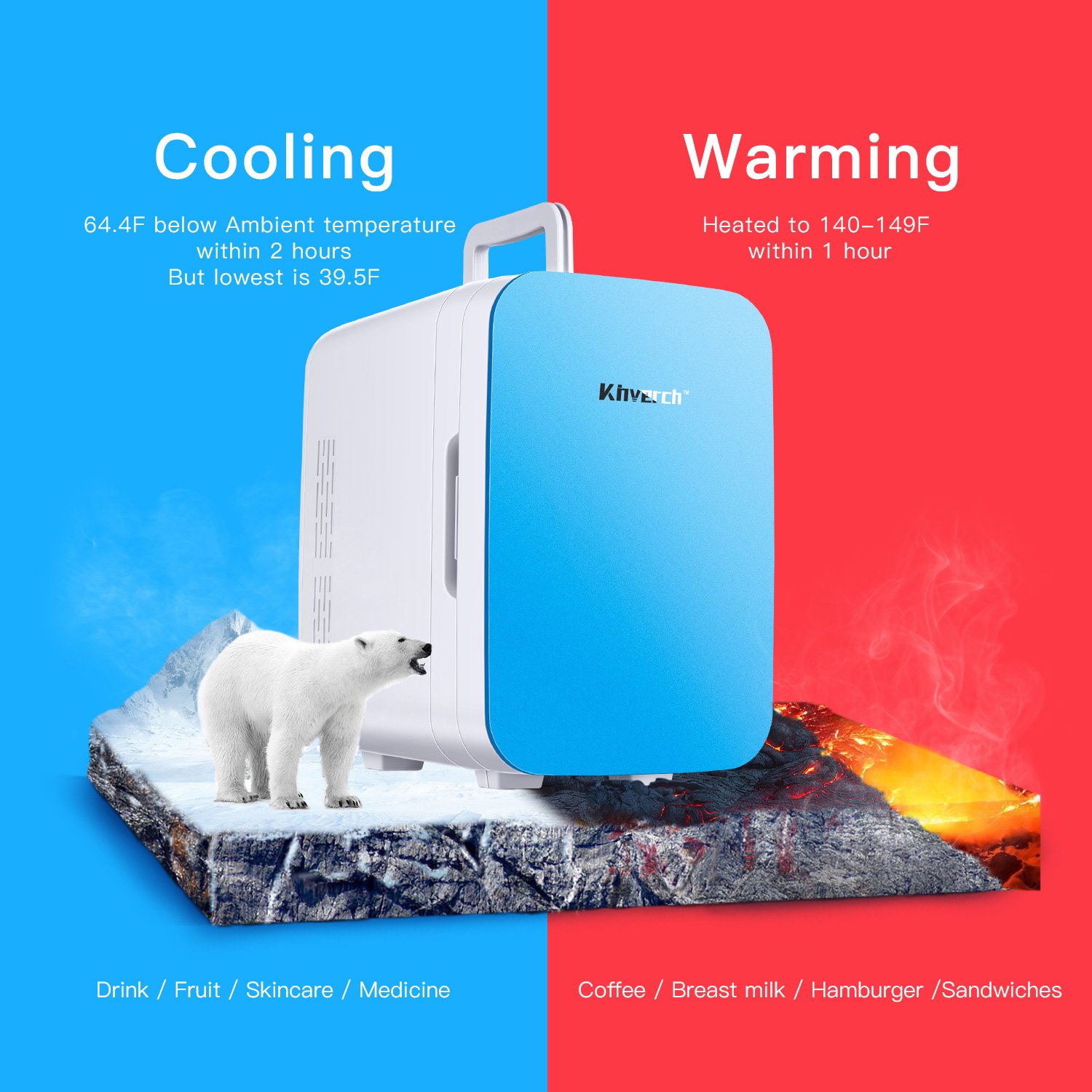 Kinverch Mini Fridge Electric Cooler And Warmer 110v AC / 12V DC