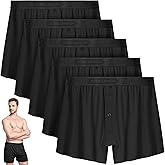 IGOLUMON Mens Underwear Boxer Shorts 5 Pack Bamboo Rayon Boxers for Men Classic Relaxed Fit Boxer Shorts with Button Fly