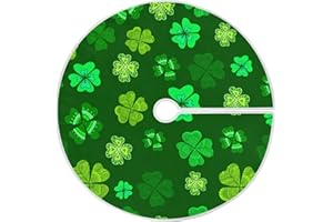 Qilmy St. Patrick's Day Shamrock Christmas Tree Skirt Double Layers Fine Tree Skirt for Christmas Handicraft for Holiday Party, New Year Festive Decoration 36 Inches