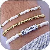 Harry and Henry Mother Gifts from Daughter Mama Bracelet White Pink Beaded Charm Bracelet Stack Birthday