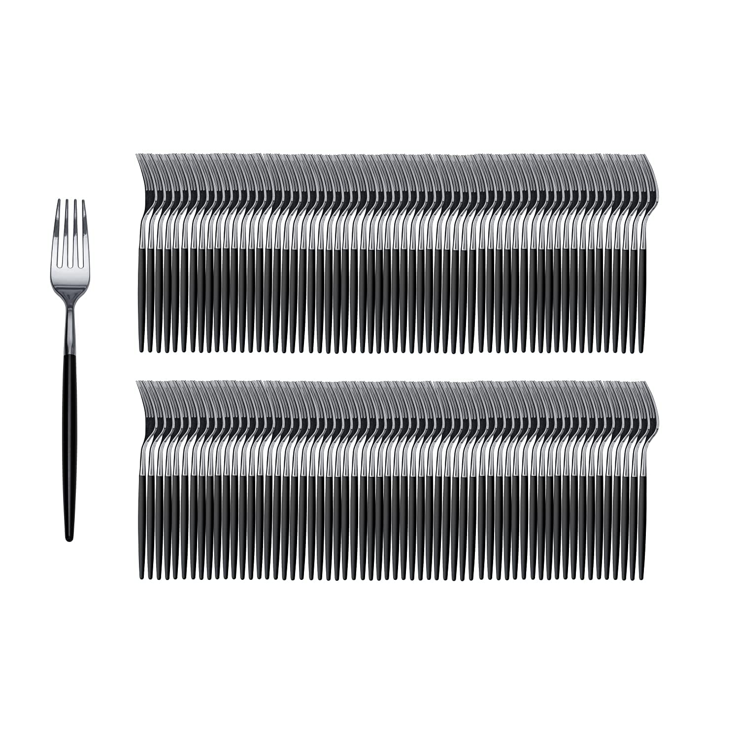 Photo 1 of Trendables 120 Pack Two Toned Heavy Duty Plastic Silverware Forks - Stunning Dual Colored Black and Gold Disposable Plastic Fork - Disposable Utensils For Wedding Parties And All Occasions