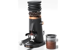 AMZCHEF Single Dose Coffee Grinder with 75 Settings & 40mm Burrs | Anti-Static Espresso Grinder for Home Use | Low Retention Magnetic Outlet | Quiet DC Motor | Vacuum Dosing Cup | LED Light