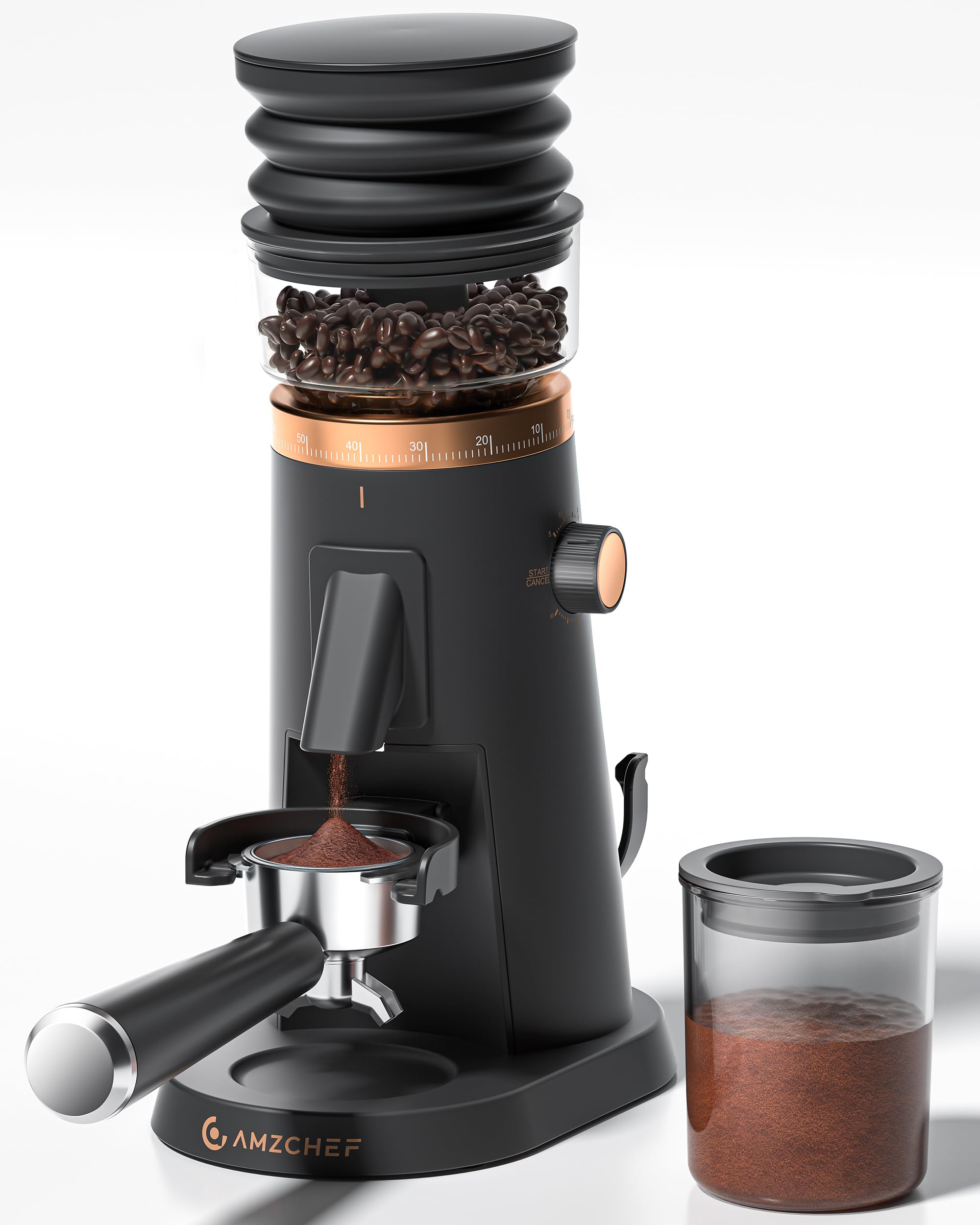 Photo 1 of AMZCHEF Single Dose Coffee Grinder with 75 Settings & 40mm Burrs | Anti-Static Espresso Grinder for Home Use | Low Retention Magnetic Outlet | Quiet DC Motor | Vacuum Dosing Cup | LED Light