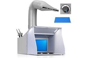 VIVOHOME Dual Fans Portable Airbrush Paint Spray Booth Kit with 4 LED Lights CRI 95, Spray Gun Racks, Turn Table and Filter Hose Airbrush Booth for Painting Model Craft