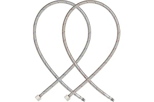 Crafterspirit 32-Inch Long Bathroom Kitchen Faucet Connector, Braided Stainless Steel Supply Hose 9/16" Female Compression Thread x M08 Male Connector, x 2 Pcs (1 Pair)
