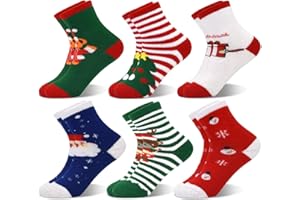 GENTABY Baby Toddler Kids Christmas Socks 6 Pairs XMAS Holiday Crew Socks For Boys Girls 0-9 Years