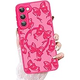 OOK Phone Case Design for Samsung Galaxy S23 Plus Case [Compatible with MagSafe], Cute Bows Design Hot Pink Frosted Shockproof for Women Girls Magnetic Phone Cover - Hot Pink Bow