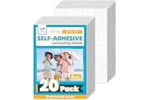 T&W SAME FILM Self Adhesive Laminating Sheets, 4mil, 8 x 11 Inch No Heat Laminating Sheets, Self Sealing Laminating Sheets for Laminator, Round Corner, No Heat, No Machine Needed-20 Pack