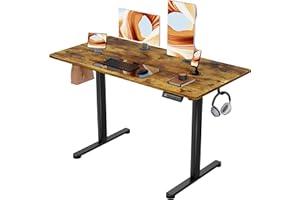 Furmax Electric Standing Desk, 48 x 24 Inches Sit Stand up Desk, Sit Stand Height Adjustable Home Office Desk with 4 Height Position Memory - with Splice Board (Rustic Brown, 48)