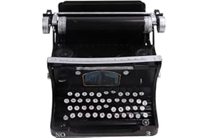 Airshi Antique Typewriter Model, Black Portable Typewriter Durable Manual Polishing for Home