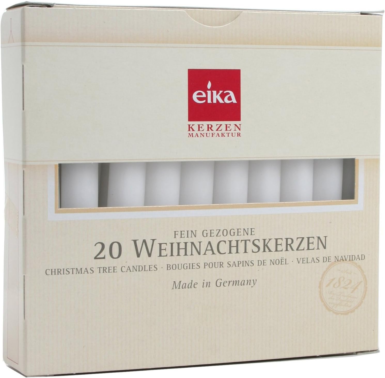 EIKA Caja de 20 Velas Finas Blanco: Amazon.es: Hogar