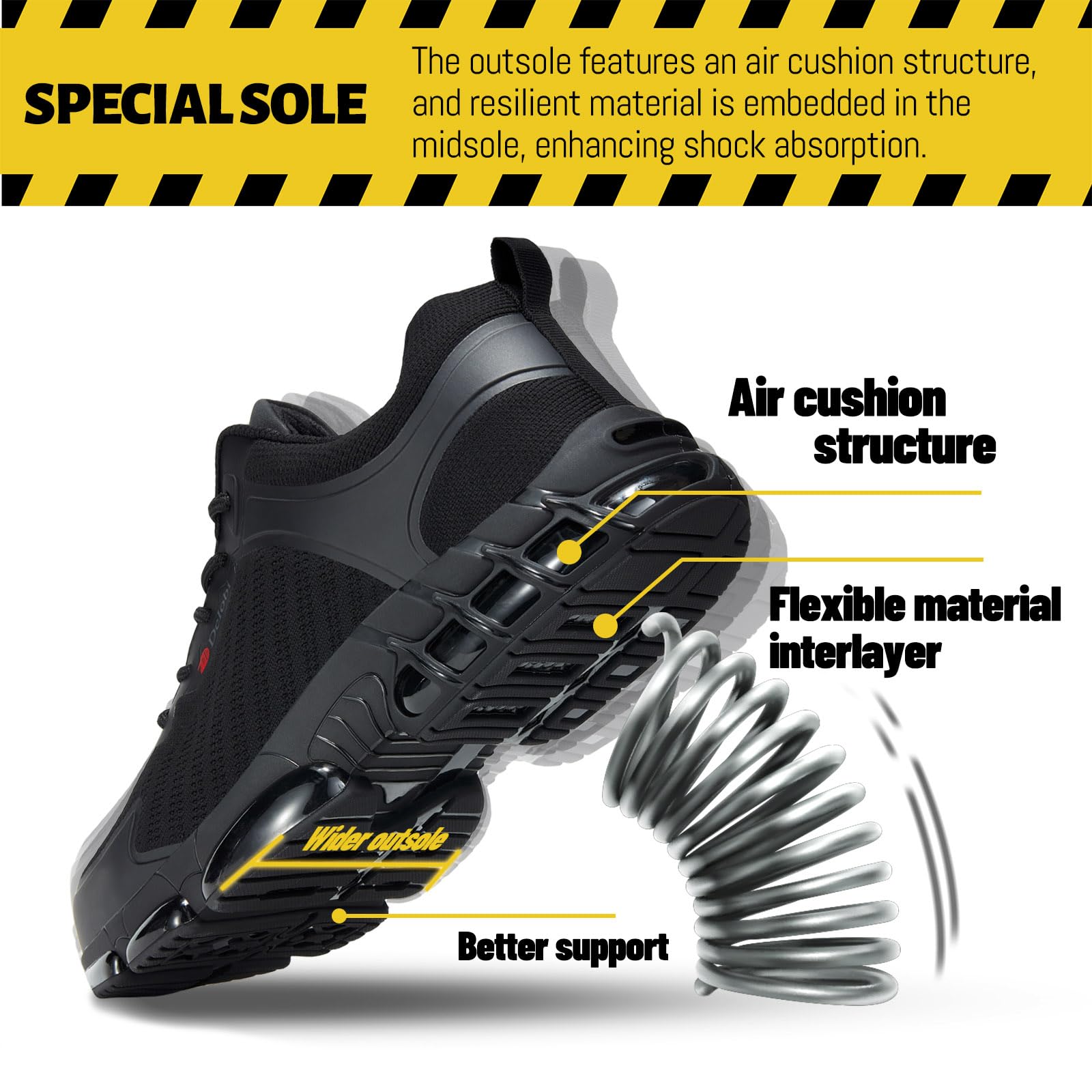 Ayekdeo Steel Toe Sneakers for Men Safety Shoes Comfortable Indestructible Work Shoes Air Cushion Construction Industrial Footwear Size 9