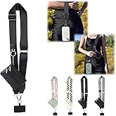 Phone Strap with Zippered Pouch, Waterproof Nylon CutePhone Lanyard Crossbody Wrist Strap, Suitable for Mobile Phone Wallet Black