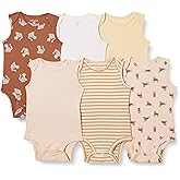 Amazon Essentials Unisex Babies' Sleeveless Bodysuits, Pack of 6