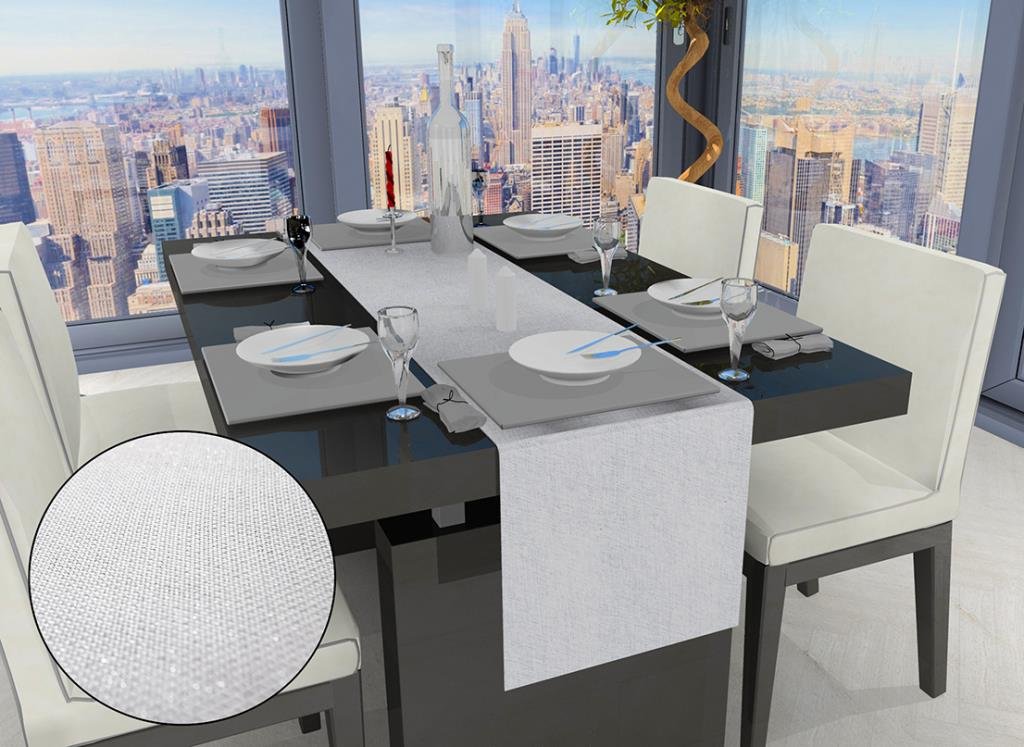 Soleil d 'Ocre Table Runner, Polyester, white, 140 x 40 x 1 cm