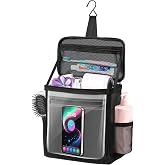 Kebrela Hanging Shower Caddy Portable, Travel Toiletry Bag for Men &amp; Women, Large Capacity with Hook,Dorm Room Essentials With Waterproof Phone Compartment, for Bathroom, Picnic, Gym, Travel(Black)