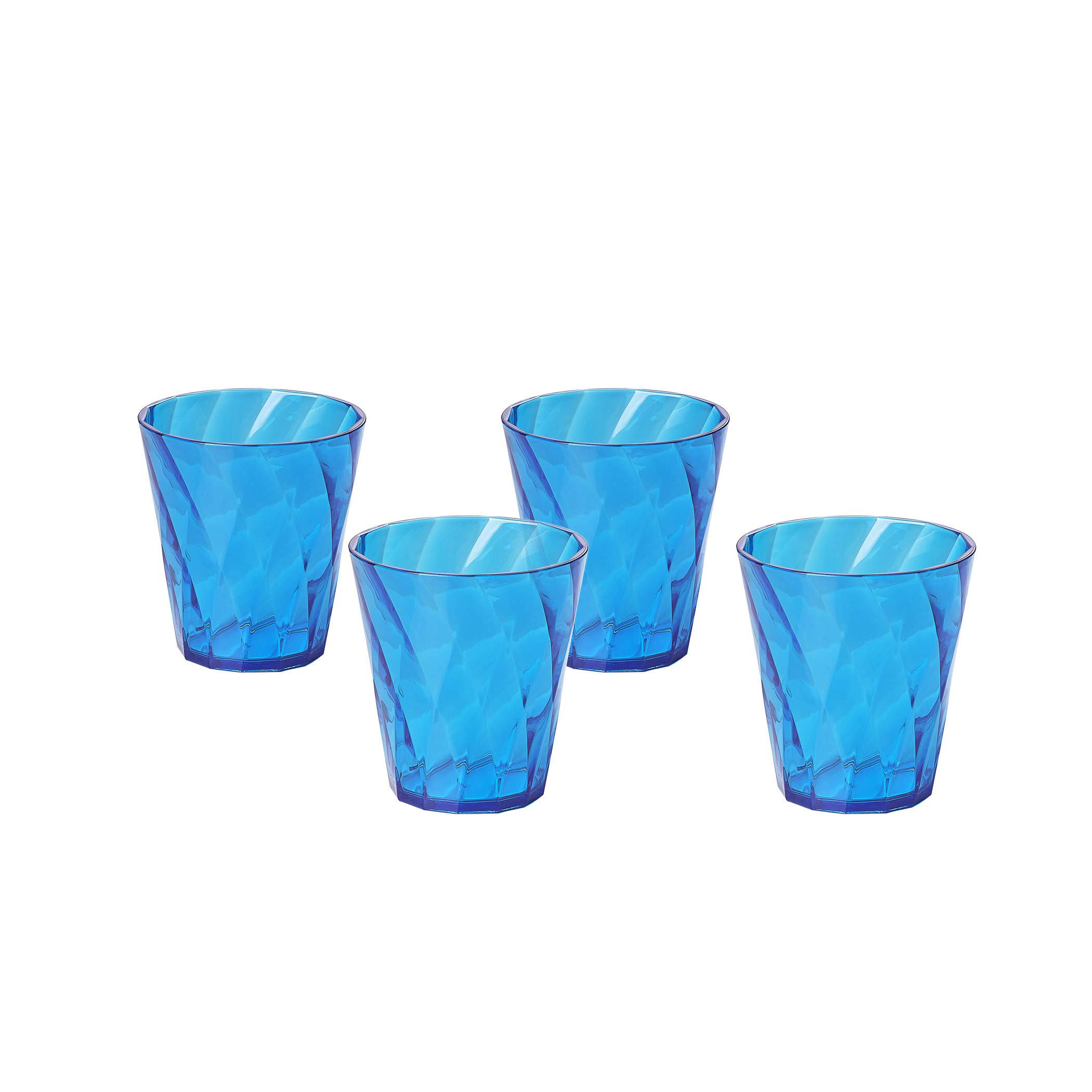 omada Design 4 Transparent Drink Glasses 11,83 fl oz Coloured, Diamond Line, Turquoise