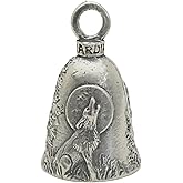 Guardian Bell Howling Wolf Good Luck Bell w/Keyring & Black Velvet Gift Bag | Motorcycle Bell | Lead-Free Pewter | Made in USA
