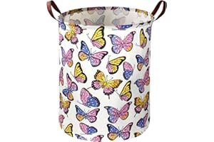 Sanjiaofen Kids Laundry Hamper,Girls Hamper, Butterfly Laundry Basket,Collapsible Baby Storage Baskets for Girls Room Decor,Nursery Hamper,Bedroom,Toy Organizer, Gift (Butterfly) …