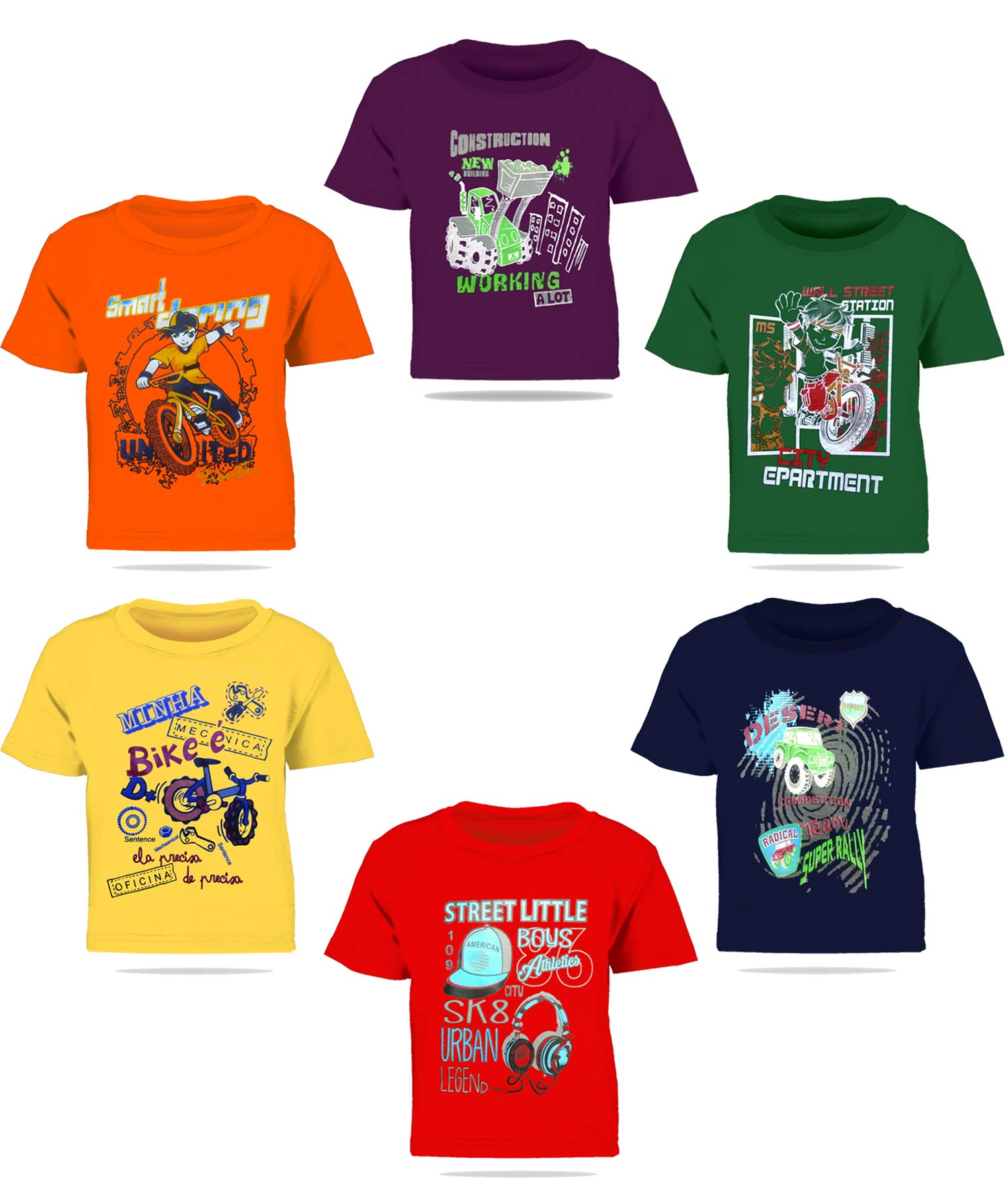 kiddeo Boys Cotton Halfsleeve T-Shirts Multicolor_11-12 Years - (Pack of 6)