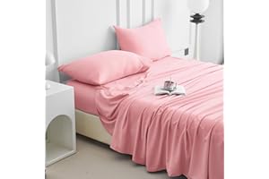 SKYMOOD 4 Piece Queen Sheet Set - Super Soft Breathable Cooling Bed Sheets King Size 16 Inch Extra Deep Pocket, Hotel Luxury Bedding & Pillowcases, Wrinkle Free Oeko-Tex - Blush Pink