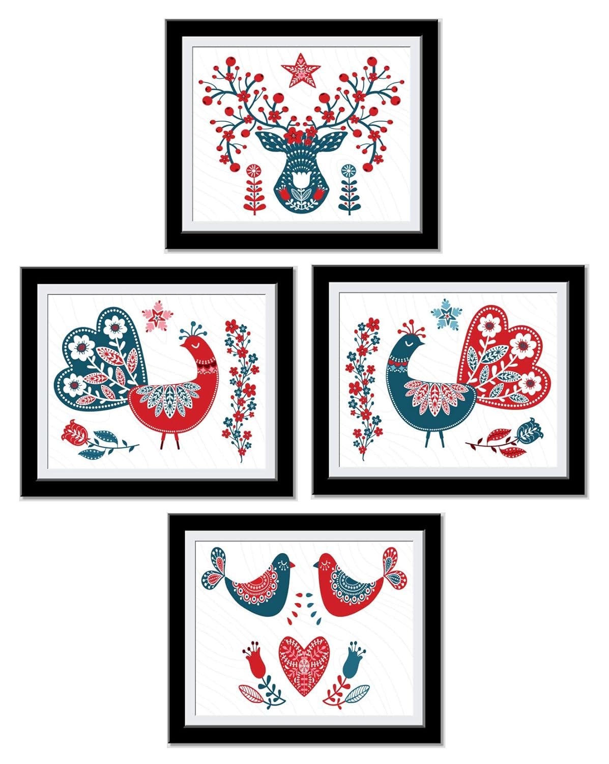 Peacock Wall Art - Beautiful and Decorative Bedroom Decor - House Warming Gift - Peacock gifts - Peacock wall Decor - Red Blue Festive Design - UnFramed…