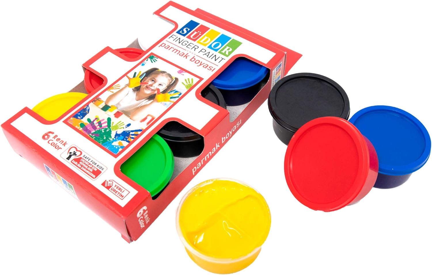 Sudor Peinture Au Doigt Pour Bebe Et Enfant 6 Pots De 30 Ml Peinture Non Toxique Et Lavable Adaptee Aux Jeux Creatifs Et Aux Activites De Coloriage A La Maternelle A L Ecole