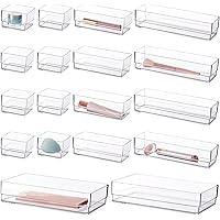 STORi SimpleSort 18-Piece Stackable Clear Drawer Organizer Set | Multi-size Trays | Makeup Vanity Storage Bins and Office Des