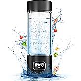 Hydrogen Water Bottle - Portable Rechargeable Water Bottle with LED Timer, Aluminum and Glass, 5000 PPB Hydrogen Production, Gift for Husband Wife Father Friend Client (Black, 11.6Oz)
