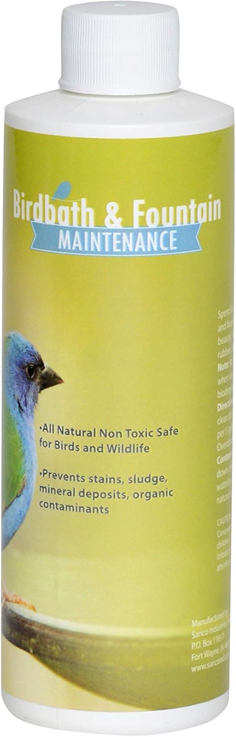 Backyard Birding & Wildlife - Bird Bath & Fountain Maintenance - (8 Ounces) - Safe Fast-Acting Enzyme-Based Formula Will Extend The Life of Your Water Feature, Aid in Maintaining a Balanced Ecosystem