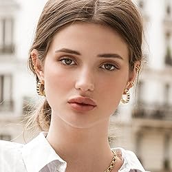 GLOQUAT Crystal White and Black Hoop Earrings 14K