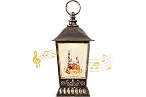 JUNILAND Valentine's Day Gift Santa Snow Globe, Musical Snow Globe for Birthday, Rotating Decorations Lantern, Thanksgiving, Party, Table Decorations, Plays 8 Ch ristmas MusicsGift for Kids Family