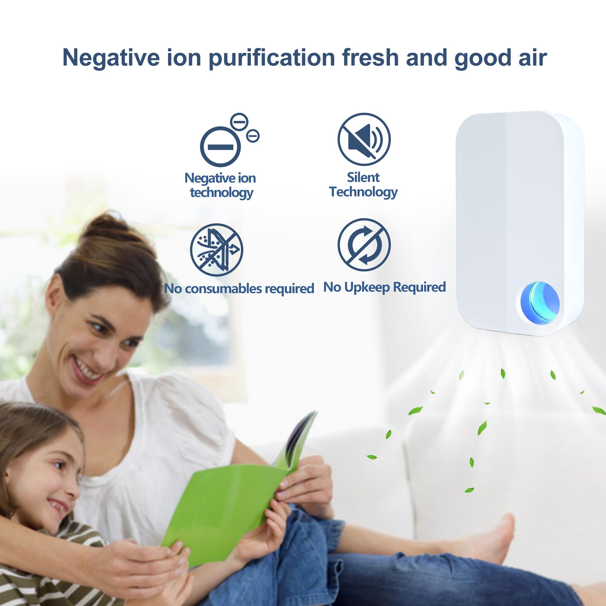 Air Ionizers for Home Plug In with 4 negative Ion Brush Heads,Ultra-Quiet Ionizer Air Purifier for Home,Portable Negative Ion Air Purifier for Bedroom Office Kitchen Bathroom and Pet(2)