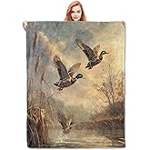 VANZEV Mallard Ducks Fleece Blanket Gifts for Nature Lovers, Realistic Wildlife Art Cozy Throw Blanket, Soft Warm Plush Blanket for Home Decor, 50x60 inches