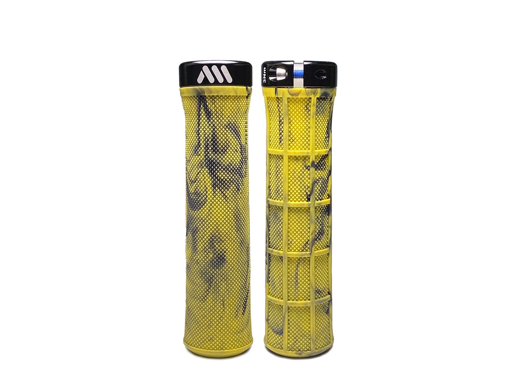 All Mountain Style AMS Berm Grips - Lock-on tapered diameter, comfortable grips, Yellow Camo — image 1