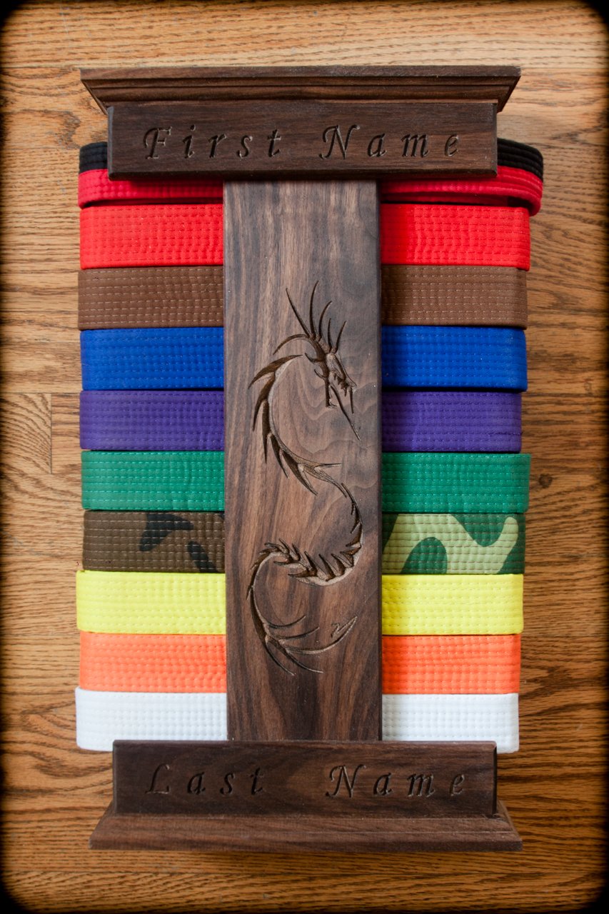 Personalized Walnut Karate Belt Display Dragon Engraved Buy Online in