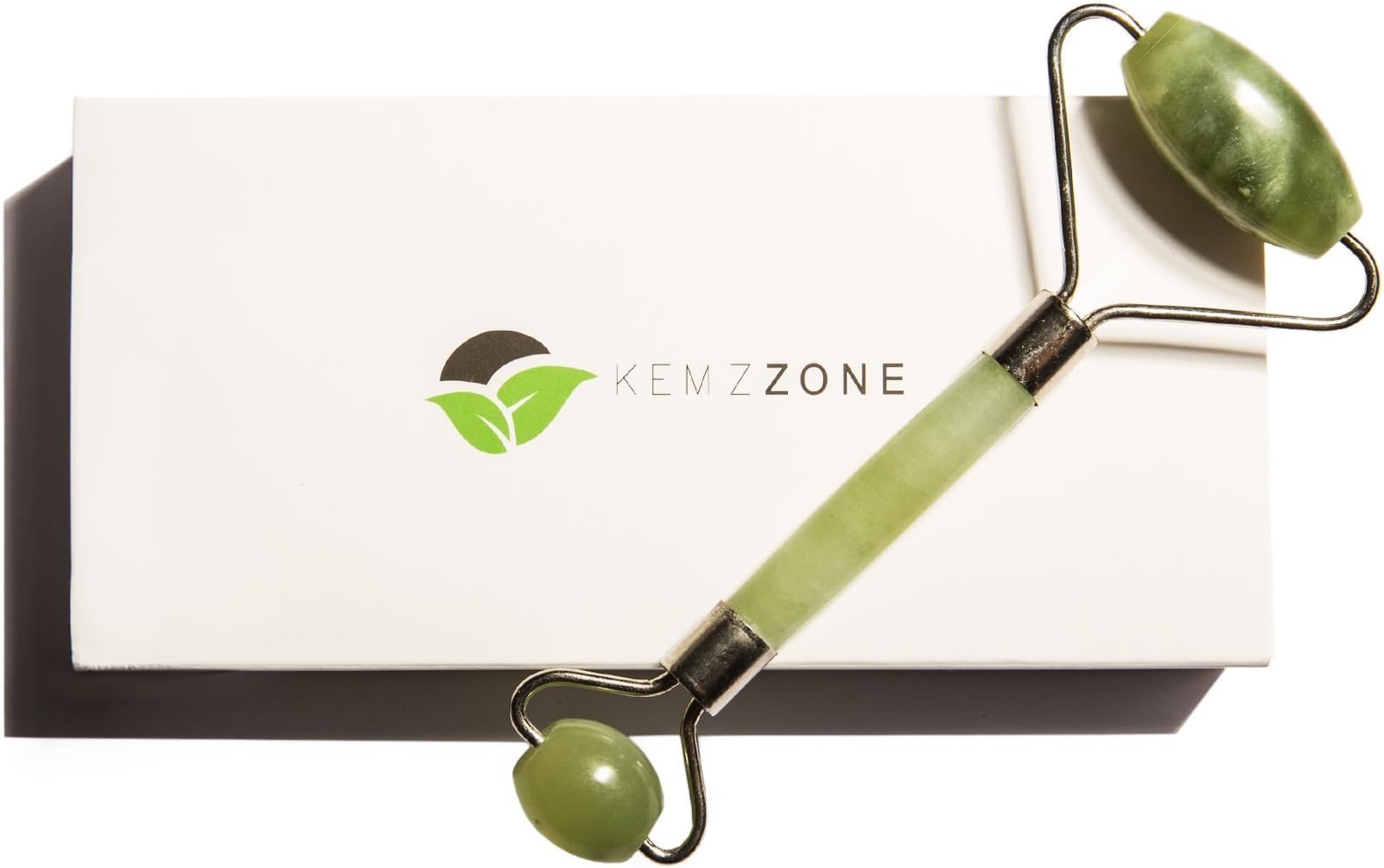 Jade Roller for face - 100% Real Natural Jade Stone roller, Anti-Aging jade Beauty Skincare Tool to Rejuvenate Facial Skin Cooling, Slimming & Firming by Kemzzone